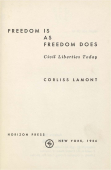 Freedom Is As Freedom Does - 1st Edition (book cover).