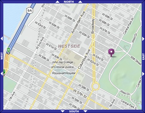 Map showing location of New York Society for Ethical Culture (NYSEC).